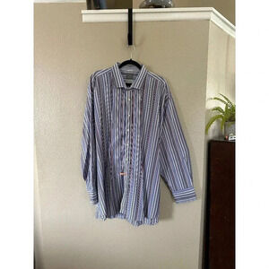Thomas Dean Men's Striped Long Sleeve Dress Shirt, dress shirt, mens dress shirt